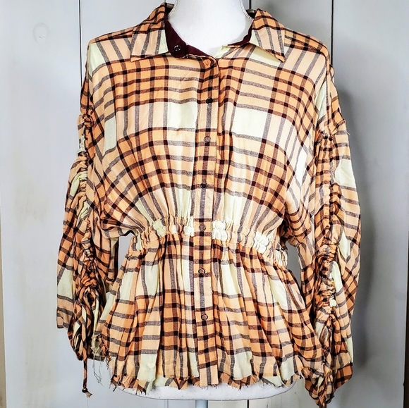 Free People Peach Tree Plaid Shirt - Picture 5 of 13